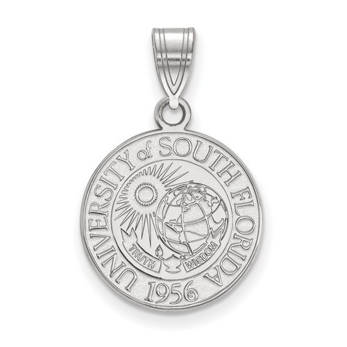 University of South Florida Bulls Medium Crest Pendant in Sterling Silver