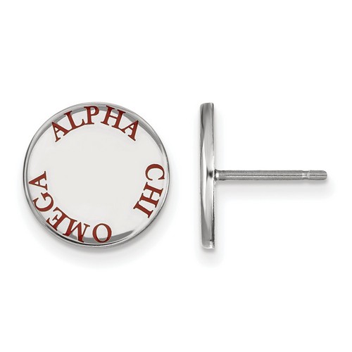 Alpha Chi Omega Sorority Enameled Sterling Silver Post Earrings 2.09 gr