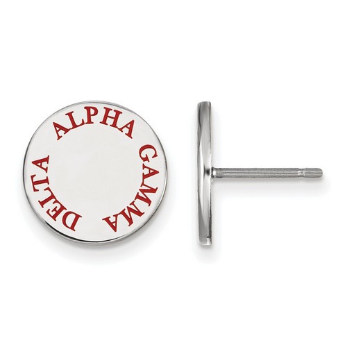 Alpha Gamma Delta Sorority Enameled Post Earrings in Sterling Silver 2.20 gr