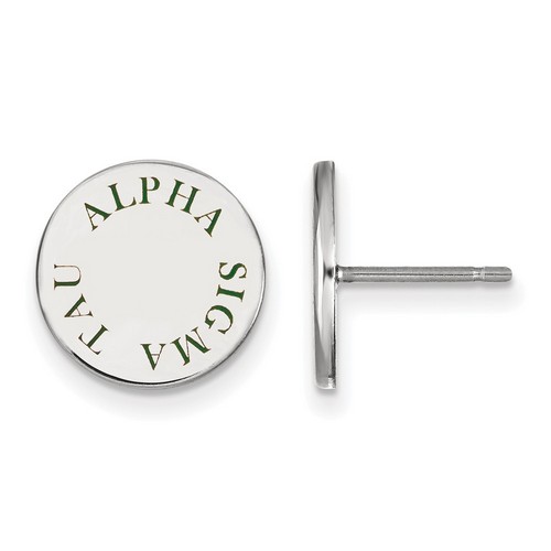 Alpha Sigma Tau Sorority Enameled Post Earrings in Sterling Silver 2.09 gr