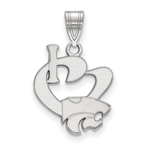 Kansas State University Wildcats Large Sterling Silver I Love Logo Pendant