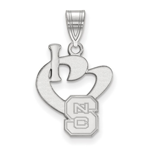 I Love NC State University Wolfpack Large Sterling Silver Logo Pendant 1.57 gr