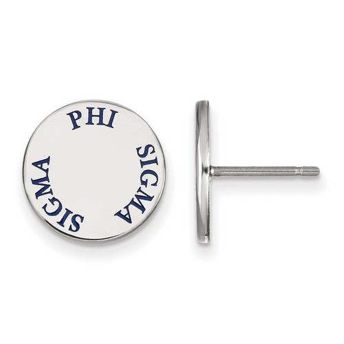 Phi Sigma Sigma Sorority Enameled Post Earrings in Sterling Silver 2.09 gr