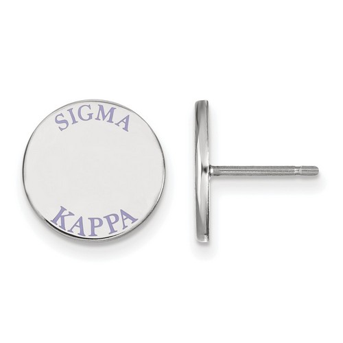 Sigma Kappa Sorority Enameled Sterling Silver Post Earrings 2.09 gr