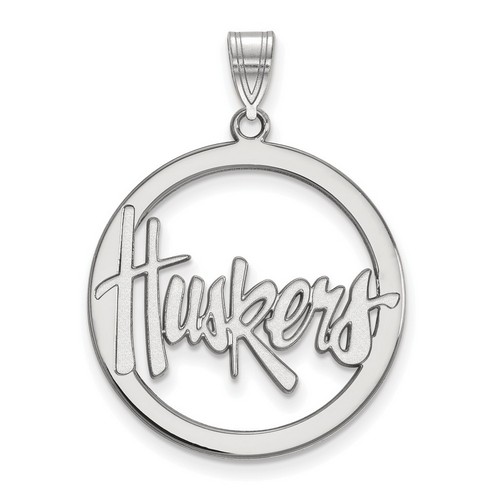 University of Nebraska Cornhuskers Large Sterling Silver Circle Pendant 3.09 gr