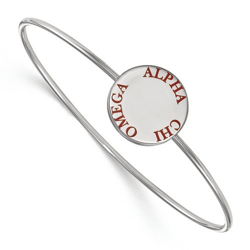 Alpha Chi Omega Sorority Enameled Slip-On Sterling Silver Bangle 8.10 gr