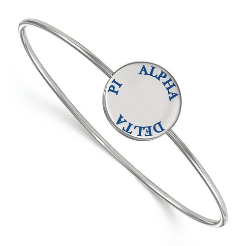 Alpha Delta Pi Sorority Enameled Slip-On Bangle in Sterling Silver 8.10 gr