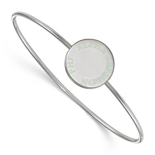 Alpha Epsilon Phi Sorority Enameled Slip-On Bangle in Sterling Silver 8.10 gr