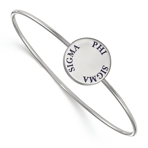 Phi Sigma Sigma Sorority Enameled Slip-On Bangle in Sterling Silver 8.10 gr