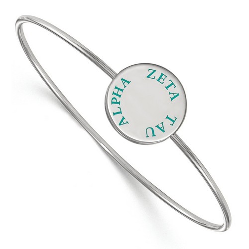 Zeta Tau Alpha Sorority Enameled Slip-On Bangle in Sterling Silver 8.10 gr