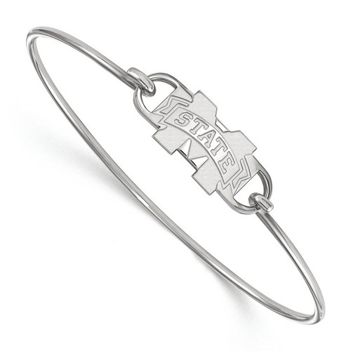 Mississippi State University Bulldogs Small Center Sterling Silver Wire Bangle