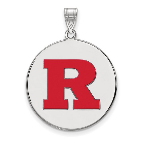 Rutgers University Scarlet Knights XL Disc Pendant in Sterling Silver 5.26 gr