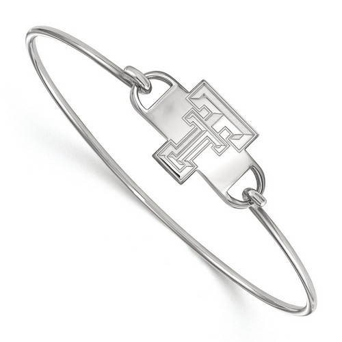 Texas Tech University Red Raiders Small Center Logo Sterling Silver Wire Bangle