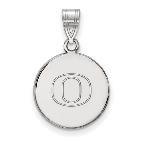 University of Oregon Ducks Medium Disc Pendant in Sterling Silver 2.38 gr