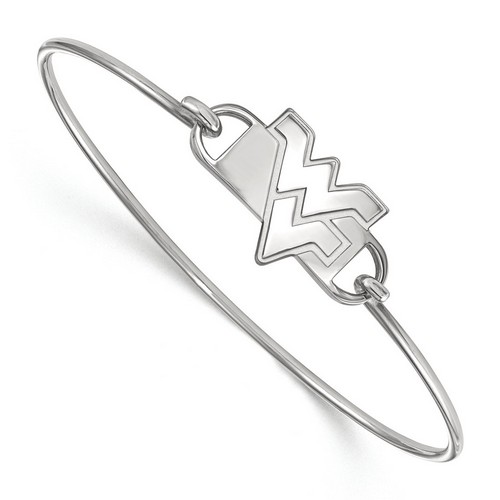 West Virginia University Mountaineers Small Logo Sterling Silver Wire Bangle