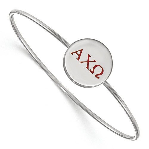 Alpha Chi Omega Sorority Enameled Slip-On Bangle in Sterling Silver 8.05 gr