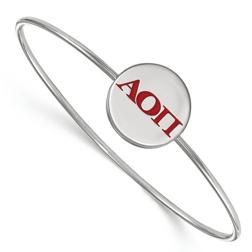 Alpha Omicron Pi Sorority Enameled Slip-On Bangle in Sterling Silver 8.05 gr