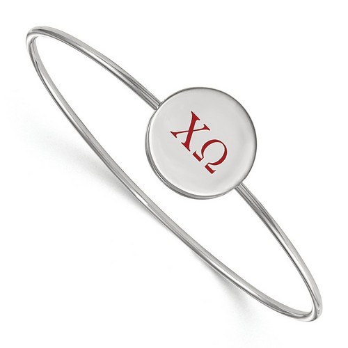 Chi Omega Sorority Enameled Sterling Silver Slip-On Bangle 8.05 gr