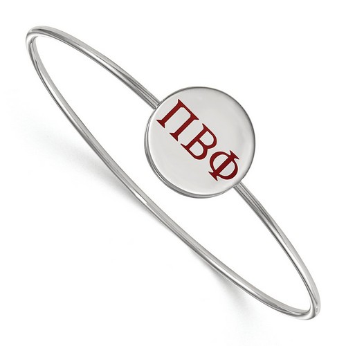 Pi Beta Phi Sorority Enameled Slip-On Bangle in Sterling Silver 8.64 gr