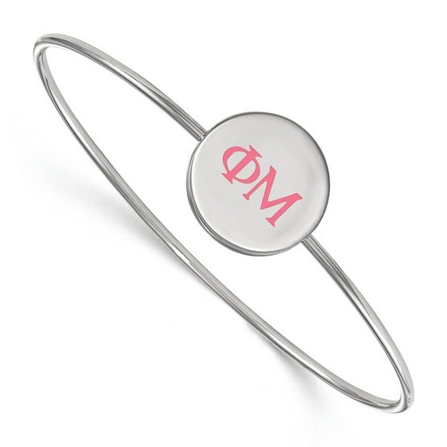 Phi Mu Sorority Enameled Slip-On Bangle in Sterling Silver 8.05 gr