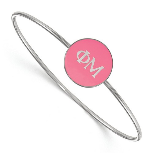 Phi Mu Sorority Enameled Slip-On Bangle in Sterling Silver 7.33 gr