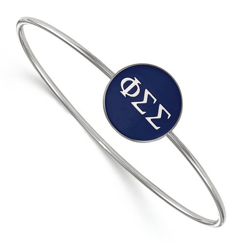 Phi Sigma Sigma Sorority Enameled Slip-On Bangle in Sterling Silver 7.33 gr