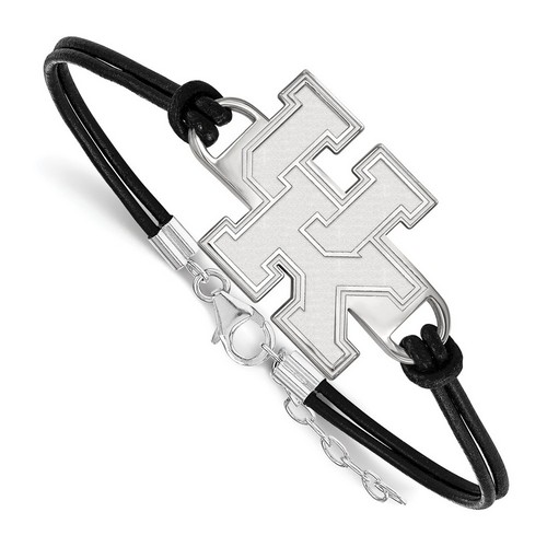 University of Kentucky Wildcats Large Logo Sterling Silver Leather Bracelet