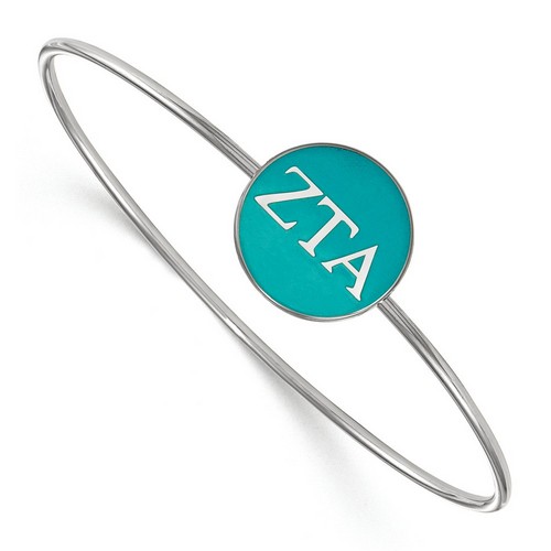 Zeta Tau Alpha Sorority Enameled Slip-On Bangle in Sterling Silver 7.33 gr