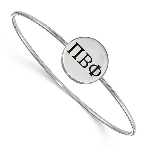 Pi Beta Phi Sorority Enameled Slip-On Bangle in Sterling Silver 8.05 gr