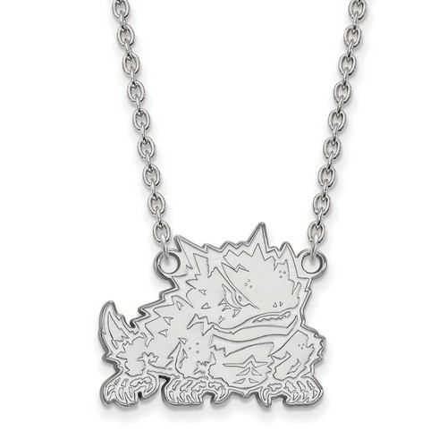 Texas Christian University TCU Horned Frogs Large Silver Pendant Necklace 6.59gr