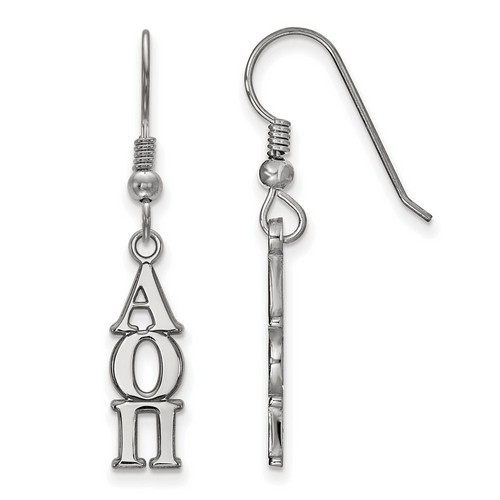 Alpha Omicron Pi Sorority Small Dangle Earrings in Sterling Silver 1.53 gr