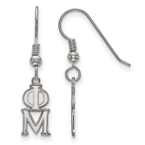 Phi Mu Sorority Small Dangle Earrings in Sterling Silver 1.53 gr