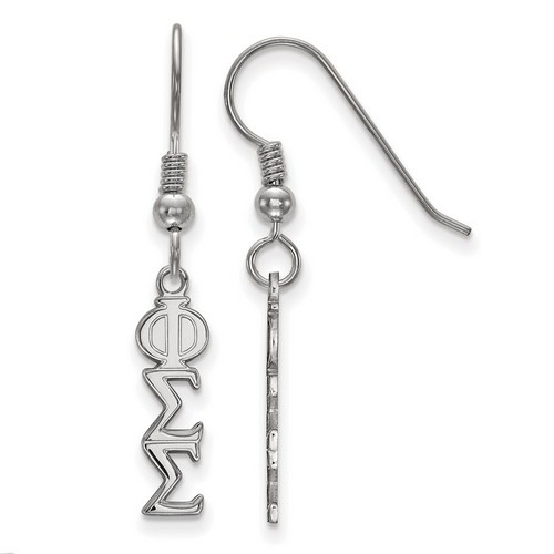 Phi Sigma Sigma Sorority Small Dangle Earrings in Sterling Silver 1.53 gr