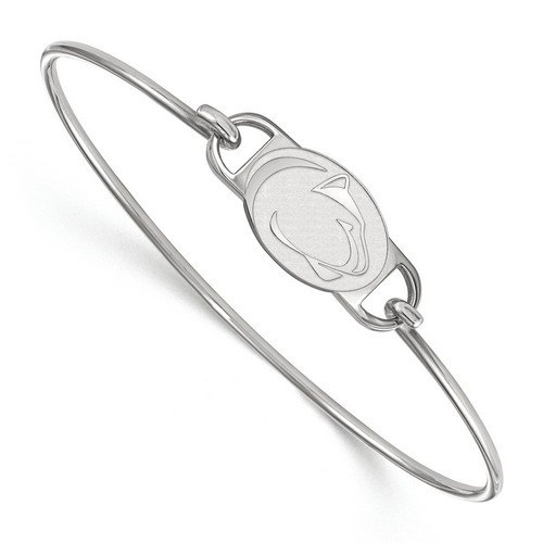 Penn State University Nittany Lions Centered Logo Sterling Silver Wire Bangle