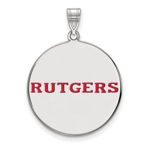 Rutgers University Scarlet Knights XL Disc Pendant in Sterling Silver 5.86 gr