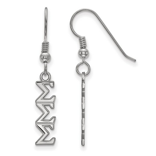 Sigma Sigma Sigma Sorority Small Dangle Earrings in Sterling Silver 1.57 gr