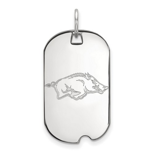 University of Arkansas Razorbacks Small Dog Tag in Sterling Silver 4.45 gr