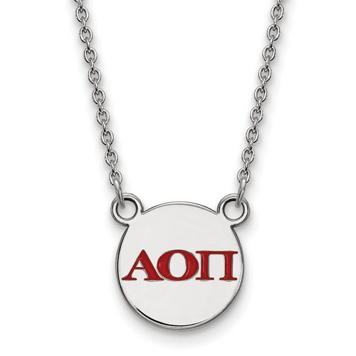 Alpha Omicron Pi Sorority XS Pendant Necklace in Sterling Silver 3.45 gr