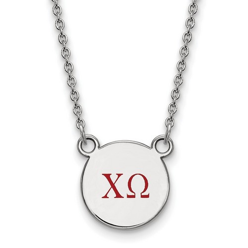 Chi Omega Sorority XS Pendant Necklace in Sterling Silver 3.34 gr