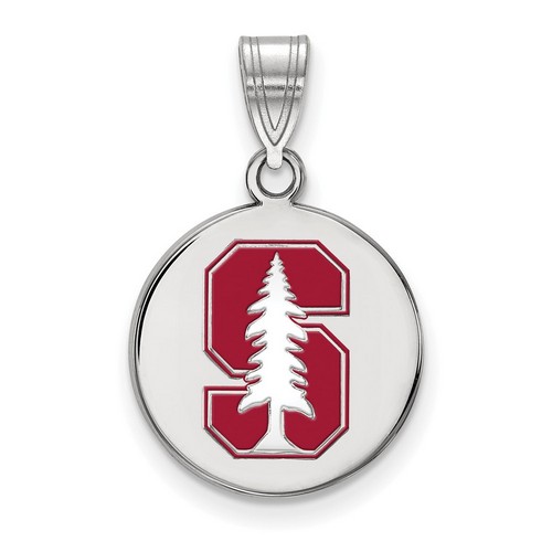 Stanford University Cardinal Medium Disc Pendant in Sterling Silver 2.25 gr