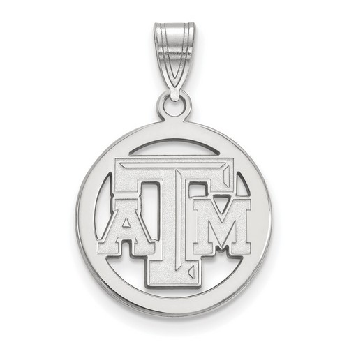 Texas A&M University Aggies Small Sterling Silver Circle Pendant 2.35 gr