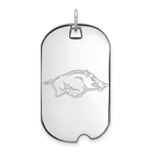 University of Arkansas Razorbacks Large Dog Tag in Sterling Silver 7.79 gr