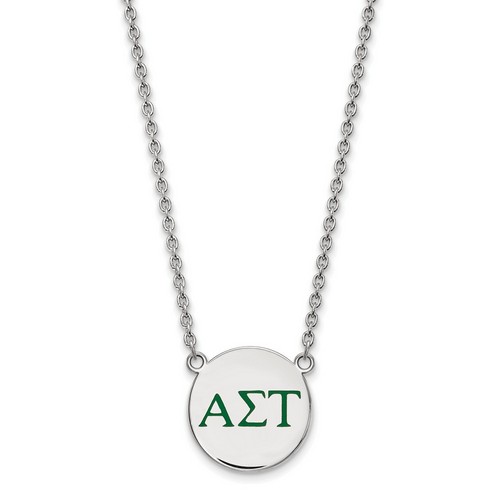 Alpha Sigma Tau Sorority Small Pendant Necklace in Sterling Silver 6.49 gr