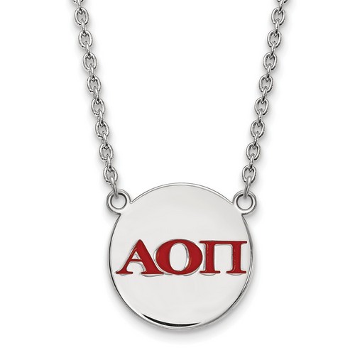 Alpha Omicron Pi Sorority Small Pendant Necklace in Sterling Silver 6.49 gr