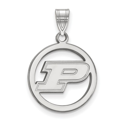 Purdue University Boilermakers Small Sterling Silver Circle Pendant 2.03 gr
