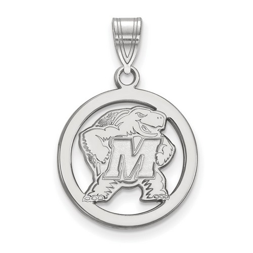 University of Maryland Terrapins Small Sterling Silver Circle Pendant 2.29 gr