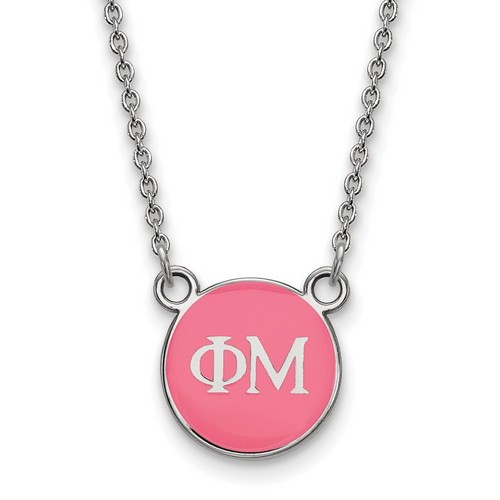 Phi Mu Sorority XS Pendant Necklace in Sterling Silver 2.75 gr