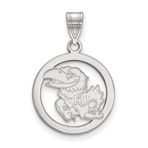 University of Kansas Jayhawks Small Sterling Silver Circle Pendant 2.19 gr