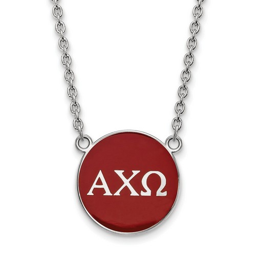 Alpha Chi Omega Sorority Small Pendant Necklace in Sterling Silver 5.81 gr