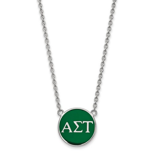 Alpha Sigma Tau Sorority Small Pendant Necklace in Sterling Silver 5.81 gr